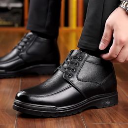 Boots Winter Snow Lace Up Men Business Dress Leather Casual Shoes Luxury Cotton Bota Masculina