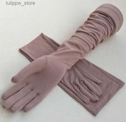 Protective Sleeves Women Driving Long Gloves UV Protection Full Arm Sleeves For Womens Ladies Touch Screen Spring Summer Purple Grey 231220 L240312