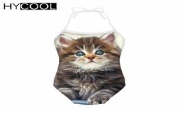 HYCOOL One Piece Swimsuits for Girls Children Swimwear Cute Siamese Cat Print Bathing Suits for Kids Baby Bikinis Swimming Suit2757279