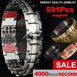 Bangle Men Women Magnetic Health Bracelet 6 Colour Titanium Steel Power Therapy Magnets Negative Lons Germanium Bangles ldd240312