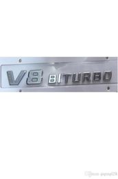 Newest Chrome quot V8 BITURBO quot ABS Plastic Car Trunk Rear Letters Badge Emblem Emblems Decal Sticker AMG 17198645179