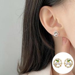 Stud Earrings 925 Sterling Silver Pearl Cherry For Women Girl Fashion Zircon Geometric Design Jewellery Birthday Gift Drop