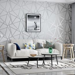 Grey Geometric Wallpaper For Living Room Bedroom Grey White Patterned Modern Design Wall Paper Roll Home Decor1239a