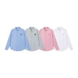 Womens Shirt Designer Original Quality Amis Womens Blouses Love Letter Embroidered Solid Colour Shirt For Womens New Casual Stand Up Collar Long Sleeve