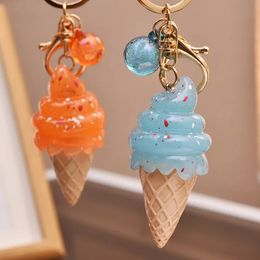 Cartoon Cute Ice Cream Keychain Pendant With Light Exquisite Men's And Women's Car Bags Keychains Small Gifts