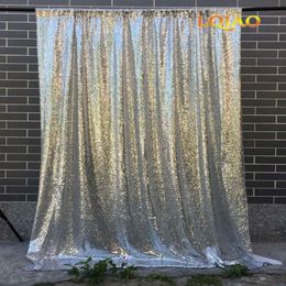 120x300cm Silver Sequin backdrops Glitter Sequin Curtain Wedding Po Booth Backdrop Pography Background Party Decoration240R