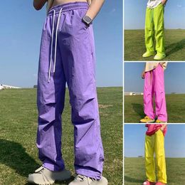 Men's Pants 1Pc Men Drawstring Adjustable Waist Comfortable Quick Drying Candy Colour Wide Leg For Daily Wear