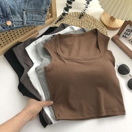 2024 Summer Designer New Clothes Wide Shoulder Vest Can Be Worn Externally, With Bottom A Chest Pad, Making It Versatile And Comfortable. Square Collar, Solid