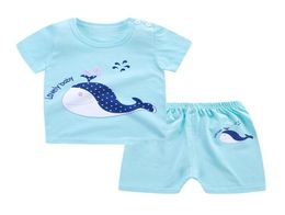 ZWF1116 Lovely Aniamal Clothing Children Outfit Kids Girl Boy Tops Short sleeve Tee Shirts Set For Summer 2108048652038