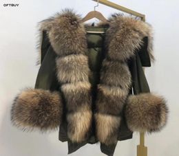 2019 Winter Jacket Women Real Fur Coat big Natural raccoon Fur Collar long parka white duck down jacket streetwear Korea fashion3838564