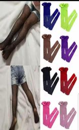 16 Colours INS Kids Girls Children Mesh Fishnet Net Tights Diamond Pantyhose Socks Rhinestone Shine Fashion Casual Stockings1675661