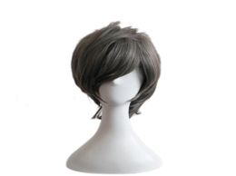 WoodFestival short grey wig men anime cosplay heat resistant wigs natural synthetic Fibre hair harajuku boy8510758