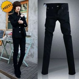 Jeans Black Micro Elastic Skinny Men Teenagers Casual Pencil Pants Cotton Thin Boy Handsome Hip Hop Trousers 28-34 435