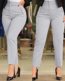 Elegant High Waist Cropped Work Pants for Women Black All-Match Daily Office Formal Wear Fashion Womens Trousers OL 240309