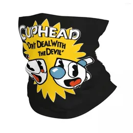 Bandanas Cuphead And Mugman Neck Gaiter Women Men UV Protection Winter Electronic Games Bandana Scarf For Cycling