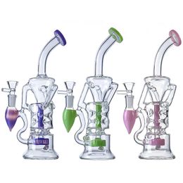 Hookahs Double Recycler Water Pipe Turbine Percolator 14mm Female Joint Fab Egg Oil Dab Rigs HR319