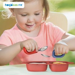 Heguo Maternal and Infant Products Stainless Steel Round Handle Set for Children's Tableware Portable Auxiliary Food Training Fork Spoon