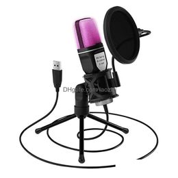 Microphones Microphones Usa Yanmai Usb Microphone Rgb Condensador Wire Gaming Mic For Podcast Recording Studio Streaming Laptop Deskto Dh4Hr