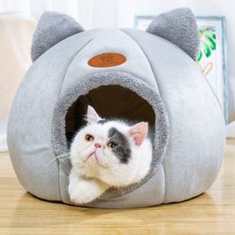 Removable Cat bed indoor cat dog house with mattress warm pet kennel deep sleeping winter kitten kennel puppy Cage Lounger LJ201223124