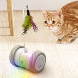 Cat Toys USB Charging Tumbler Swing Toy Interactive Balance Car Teaser For Kitten Cats Funny Pet Training Products296n