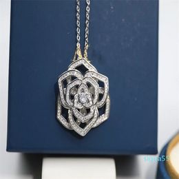 S925 silver rose necklace plated real gold fairy wind sweet temperament camellia clavicle chain