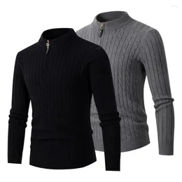 Men's Sweaters Men Knitted Sweater Winter Fall Thick Zipper With Half-high Collar Long Sleeve Applique Twist For Casual