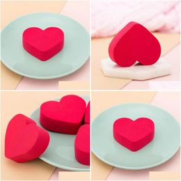 Sponges Applicators Cotton Makeup Womens Rose Heart Sponge Puff Soft Wet And Dry Dual Use Liquid Foundation Beauty Cosmetic Tools 1Pc Otphr