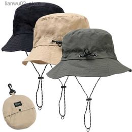 Wide Brim Hats Bucket Foldable Panama bucket hat outdoor UV resistant sun suitable for men women spring summer quick drying waterproof hanging fisherman Q240312