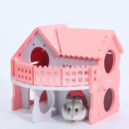 New Mini Small Hamster Nest Rabbit Hedgehog Pet Log Cabin Animal Sleeping House Supplies236G