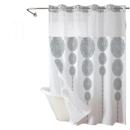 Shower Curtains Exquisite Digital Printing Double -layer Waterproof Curtain Partition (round Pattern)