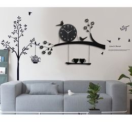 Digital Wall Clocks Modern Design Kitchen Large Clock Wall Watch Living Room Decoration Farmhouse Large Clock With Stickers211V