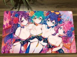 Pads YuGiOh ARCV Sisters Rin Yuzu Ruri Serena TCG Mat Anime Trading Card Game Mat CCG Playmat Antislip Rubber Mouse Pad Free Bag