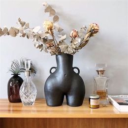 BAO GUANG TA Arts Girl Bust Vase Decor Interest Ass Statue Woman Model Flower Pot Home Decoration Accessories Gift LJ201209277q