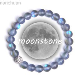Bangle Grey Moonstone Bead Bracelet Multicolour Shiny Stone Bracelet For Women Men Zircon Ball Charm Bangle Wristband Jewellery Gifts ldd240312