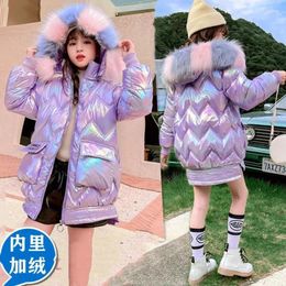 Down Coat Winter Shiny Jacket For Girls Hooded Warm Children Waterproof Kids Teenage Cotton Parkas Outerwear 6 8 10 12Y