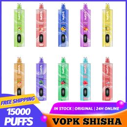 Original VOPK Shisha Hookah DTL 15K Puff 15000 Puffs Disposable Vapes Pen 20ml Prefilled Recharge Mesh Coil Display Vape Desechable Vs VAPME JNR 12000 12k E Cigarette