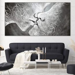 Black and White Abstract Kiss Posters And Prints Canvas Painting Wall Art Pictures For Living Room Modern Home Decor Cuadros3036