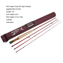 Aventik IM12 Japan Toray 46T Fly Rods 76 80 86 4sec Fast Action Super Compact Freshwater Trout Fly Fishing Rod 240227