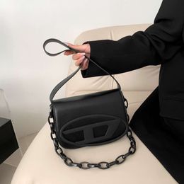 2024 New Trendy and Niche Dingdang Bag Black Square Soft Leather Handbag Stylish Versatile One Shoulder Underarm Womens