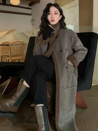 Lamb Wool Coat Winter Womens Medium Length Thick And Warm Fur Integrated Long Style Coats 240229
