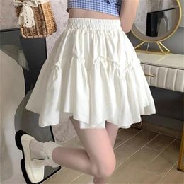 Skirts 2024 White Women's Cake Skirt High Waist Thin Retro Style A-line Sweet Lovely Spring Summer Korean Fashion Women Clothes