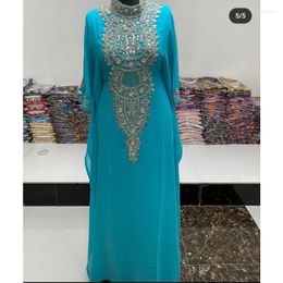 Ethnic Clothing Tourqoise Morocco Dubai Long Gown Dress Is Very Fancy European And American Fashion Trend
