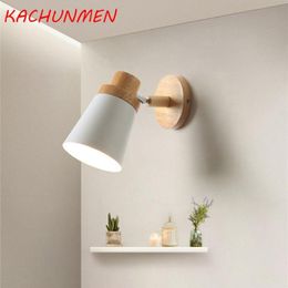 Nordic solid wood bedroom wall light modern minimalist macaron LED wall lamp creative living room indoor lighting AC85-265V2131