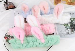 Woman Girl Flannel Rabbit Ear Headband Wash Face Makeup Bunny Princess Warm Elastic Hair Band Boutique Accessories 7 Colours Bandan7387878