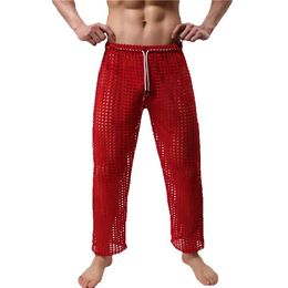 Long Johns New Mesh Underpants B Men Fashion Undershirt Hollow Out See Through Breathable Nightwear Sexy Sleepwear Bathing Robe Gay Male reathable athing