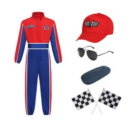 Kids Halloween Career Cosplay Outfits Classic Racing Suit Car Driver Racer Costumes for Party Dress Up 240304