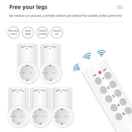 9938P Wireless Smart Remote Control Socket Power EU US UK FR Plug with Outlet Switch 220V 230V 240228