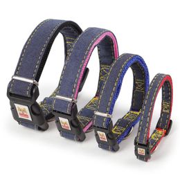 Denim Nylon Dog Collars Adjustable Durable Heavy Duty Small Medium Large Dogs Perfect for Walking Running Training M Blue2655