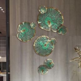 Iron Art Lotus Leaf Metal Decorative Plates Decoration Creative Home Sofa Background Wall Interior Soft plate213H