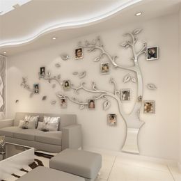 Wall Stickers Tree Po Frame Sticker DIY Mirror Wall Decal Home Decoration Living Room Bedroom Poster TV Background Wall Decor 2177U